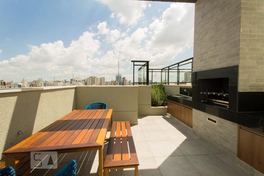 Área comum - Churrasqueira de kitnet/studio para alugar com 1 quarto, 25m² em Vila Mariana, São Paulo
