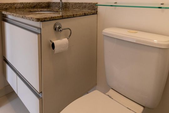 Banheiro da Suíte de apartamento para alugar com 2 quartos, 56m² em Parque Reboucas, São Paulo