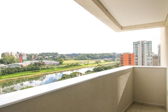 Varanda da Sala de kitnet/studio à venda com 1 quarto, 55m² em Santo Amaro, São Paulo