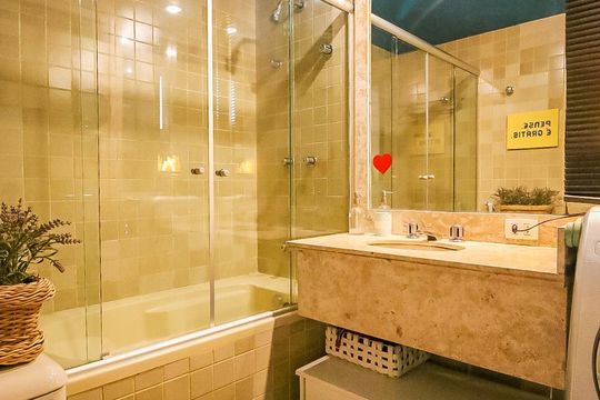 Banheiro da Suíte de apartamento à venda com 1 quarto, 45m² em Brooklin Paulista, São Paulo
