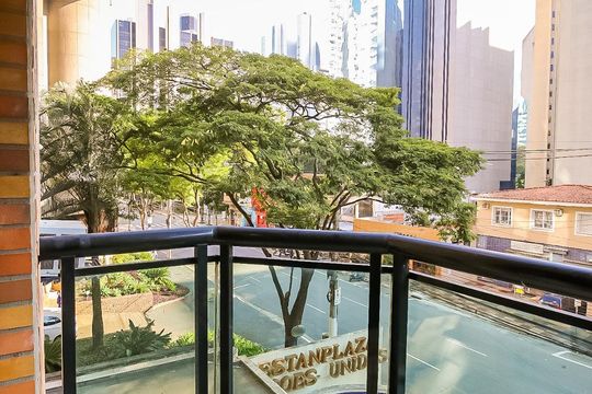 Varanda da Sala de apartamento à venda com 1 quarto, 45m² em Brooklin Paulista, São Paulo