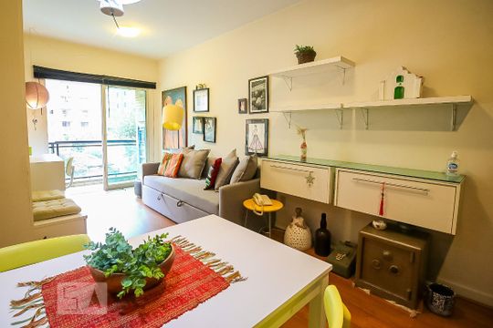 Sala de apartamento à venda com 1 quarto, 45m² em Brooklin Paulista, São Paulo