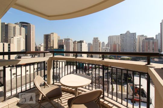 Varanda da Sala de apartamento à venda com 1 quarto, 38m² em Itaim Bibi, São Paulo