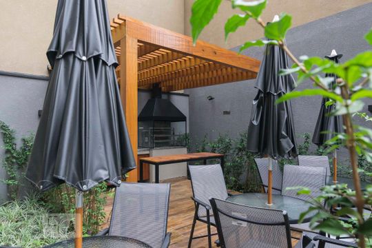 Área comum - Churrasqueira de kitnet/studio para alugar com 1 quarto, 27m² em Sé, São Paulo