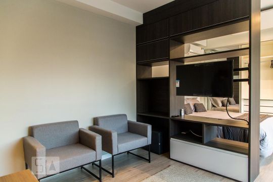 Sala de kitnet/studio à venda com 1 quarto, 44m² em Brooklin, São Paulo