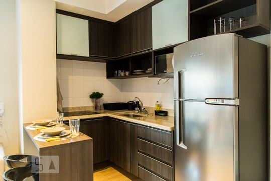 Cozinha de kitnet/studio à venda com 1 quarto, 44m² em Brooklin, São Paulo