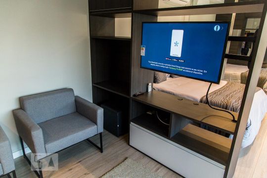 Sala - Detalhe de kitnet/studio à venda com 1 quarto, 44m² em Brooklin, São Paulo