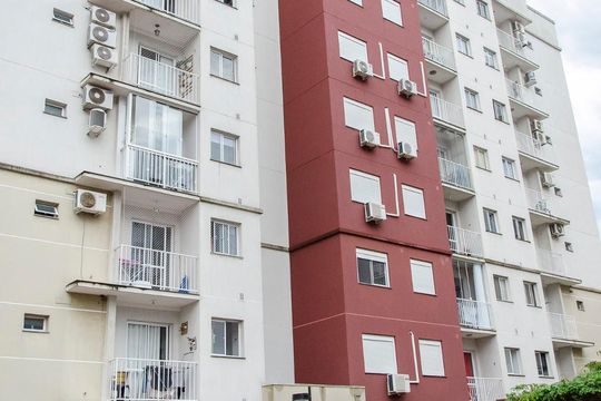 Fachada do bloco de apartamento à venda com 2 quartos, 57m² em Fátima, Canoas