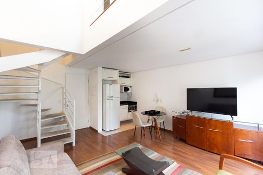 Sala/Cozinha de apartamento para alugar com 1 quarto, 44m² em Vila Nova Conceição, São Paulo