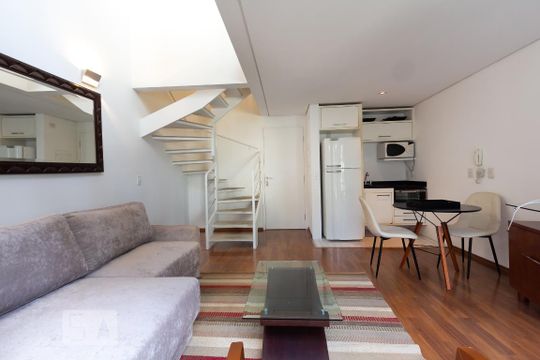 Sala/Cozinha de apartamento para alugar com 1 quarto, 44m² em Vila Nova Conceição, São Paulo
