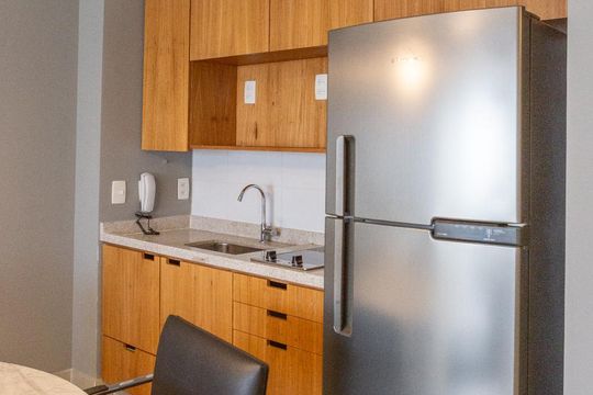 Cozinha de apartamento para alugar com 1 quarto, 52m² em Barra Funda, São Paulo