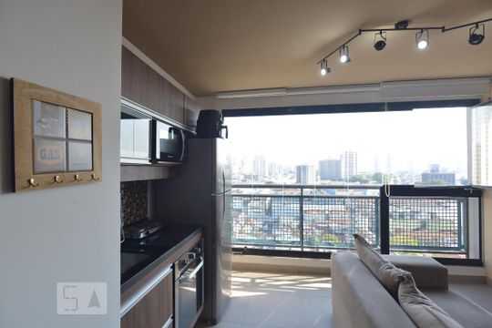 Varanda Gourmet de kitnet/studio à venda com 1 quarto, 30m² em Bom Retiro, São Paulo