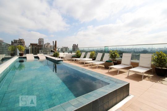 Área comum - Piscina de apartamento para alugar com 1 quarto, 25m² em Indianópolis, São Paulo