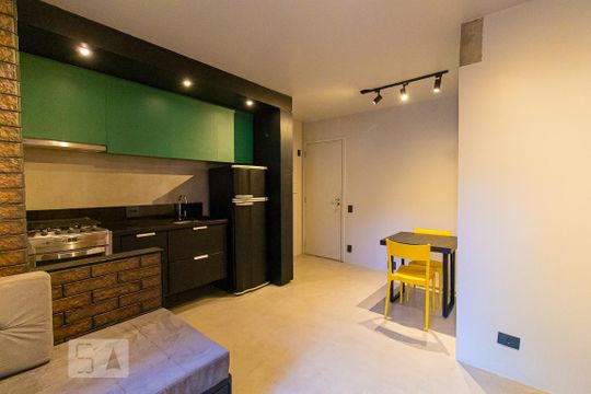 Sala/Cozinha de apartamento para alugar com 1 quarto, 40m² em Jardim Paulista, São Paulo