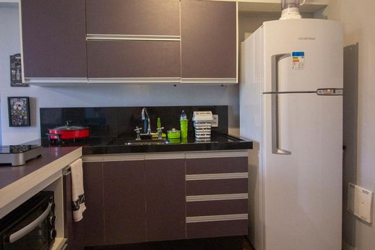Cozinha - Armários de kitnet/studio à venda com 1 quarto, 41m² em Centro, Jundiaí