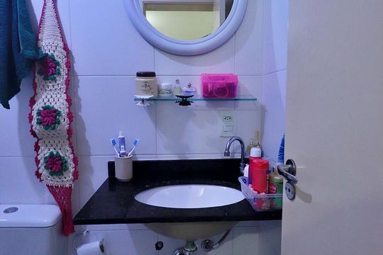 Banheiro da Suíte de apartamento à venda com 2 quartos, 59m² em Vila Guiomar, Santo André