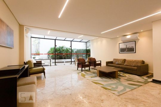 Hall de entrada de apartamento para alugar com 1 quarto, 62m² em Itaim Bibi, São Paulo