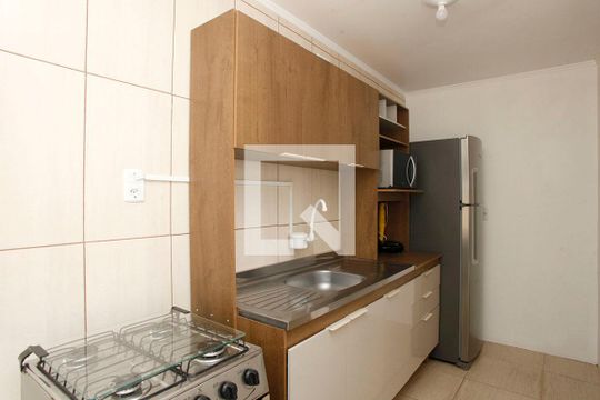 Cozinha + Área de Serviço de kitnet/studio à venda com 1 quarto, 32m² em Jardim Botânico, Porto Alegre