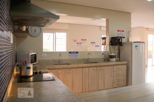 Área comum - Cozinha gourmet de kitnet/studio para alugar com 1 quarto, 25m² em Iguatemi, Ribeirão Preto