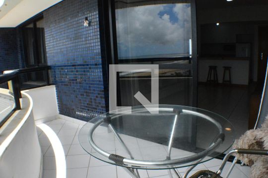 Área com varanda e vista para o mar de apartamento para alugar com 1 quarto, 60m² em Armação, Salvador