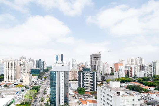 Sala - Vista de apartamento para alugar com 1 quarto, 48m² em Santo Amaro, São Paulo
