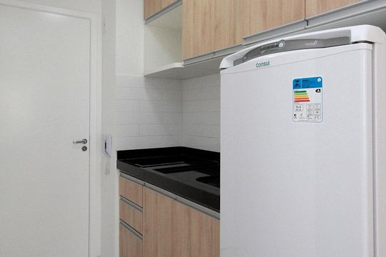 Cozinha de kitnet/studio à venda com 1 quarto, 21m² em Centro Histórico de São Paulo, São Paulo