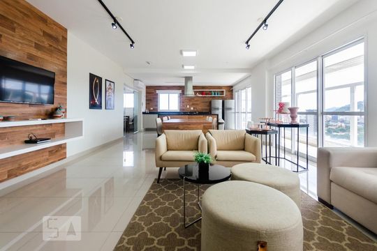 Salão de festas e espaço gourmet de apartamento para alugar com 2 quartos, 68m² em Gonzaga, Santos