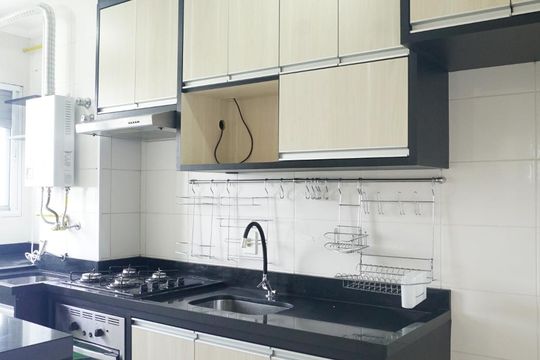 Cozinha de apartamento à venda com 2 quartos, 45m² em Jardim São Francisco (zona Leste), São Paulo
