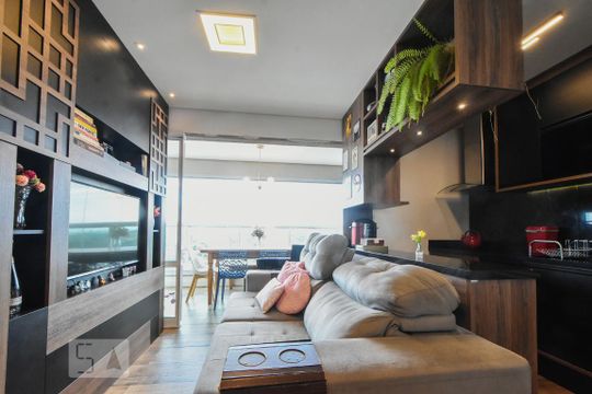 Sala de Estar de apartamento à venda com 1 quarto, 43m² em Campo Belo, São Paulo