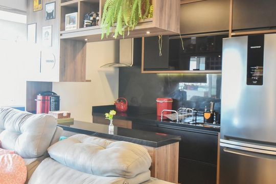 Cozinha de apartamento à venda com 1 quarto, 43m² em Campo Belo, São Paulo