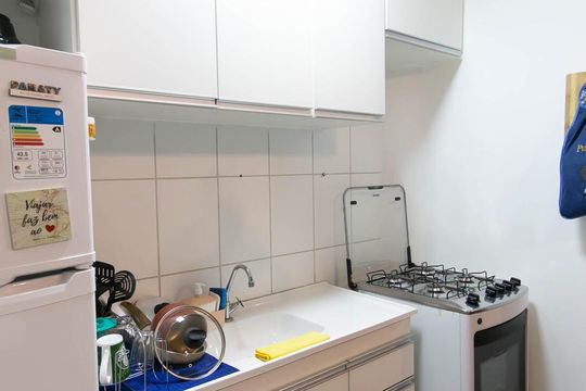 Cozinha de apartamento à venda com 1 quarto, 24m² em Vila Campanela, São Paulo
