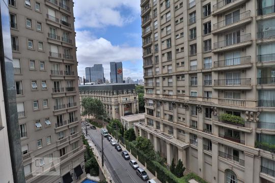 Varanda da Sala de apartamento à venda com 1 quarto, 36m² em Jardins, São Paulo