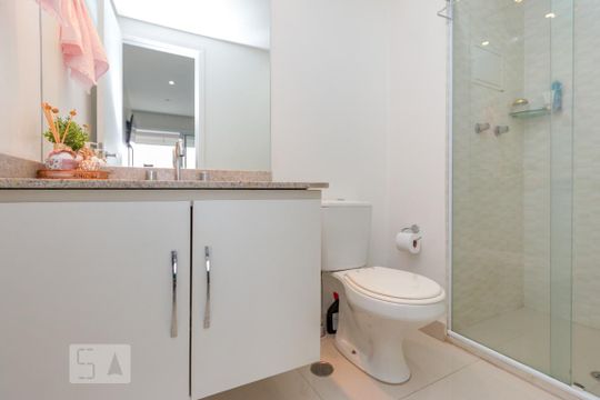 Banheiro da Suíte de apartamento à venda com 1 quarto, 49m² em Campo Belo, São Paulo