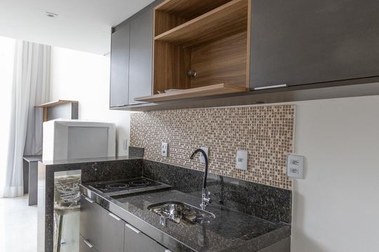 Cozinha de kitnet/studio para alugar com 1 quarto, 34m² em Barra Funda, São Paulo