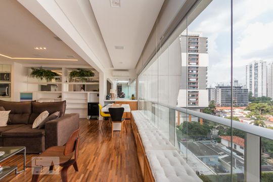 Varanda da Sala de apartamento para alugar com 1 quarto, 69m² em Cidade Monções, São Paulo