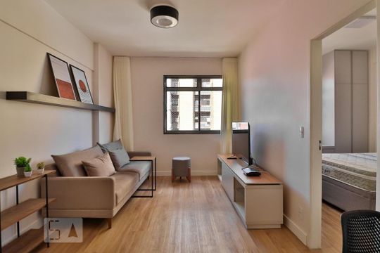 Sala de apartamento à venda com 1 quarto, 58m² em Lourdes, Belo Horizonte