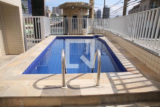 Área comum - Piscina de apartamento para alugar com 1 quarto, 65m² em Guilhermina, Praia Grande