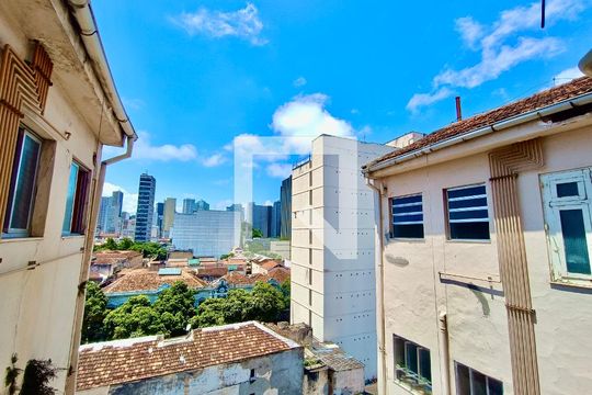 Sala vista de apartamento à venda com 1 quarto, 43m² em Centro, Rio de Janeiro