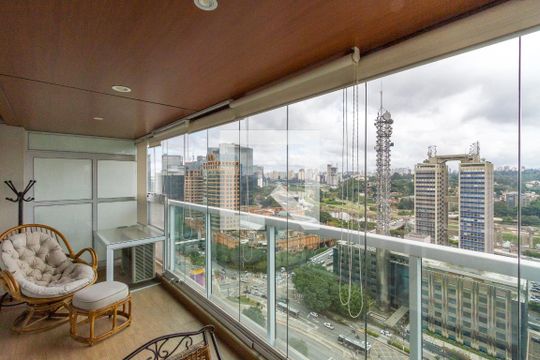 Varanda da Sala de apartamento à venda com 1 quarto, 50m² em Vila Gertrudes, São Paulo