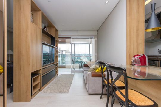 Sala de apartamento à venda com 1 quarto, 50m² em Vila Gertrudes, São Paulo