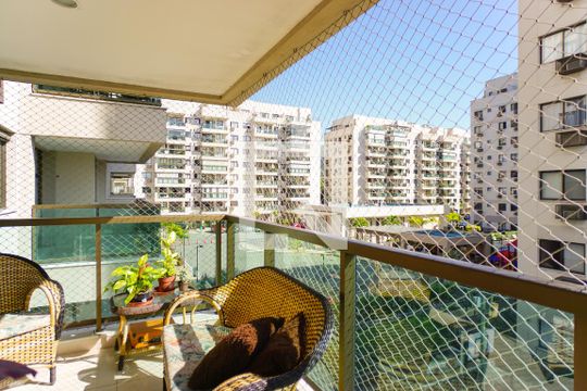 Varanda da Sala de apartamento à venda com 3 quartos, 81m² em Recreio dos Bandeirantes, Rio de Janeiro