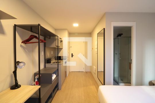 Quarto e Cozinha  de kitnet/studio à venda com 1 quarto, 19m² em Jardim Brasília (zona Norte), São Paulo