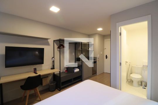 Quarto e Cozinha  de kitnet/studio à venda com 1 quarto, 19m² em Jardim Brasília (zona Norte), São Paulo