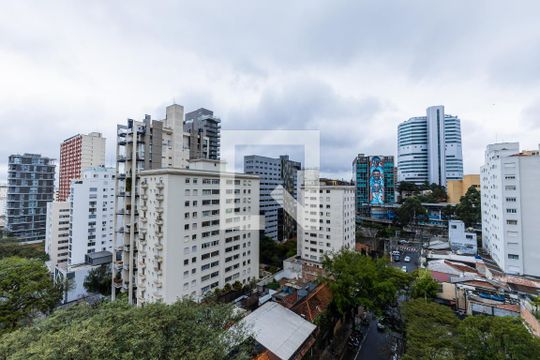 Varanda da Sala - Vista de apartamento à venda com 1 quarto, 32m² em Cerqueira César, São Paulo