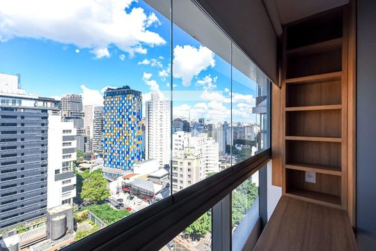 Vista do Quarto de kitnet/studio para alugar com 1 quarto, 19m² em Pinheiros, São Paulo