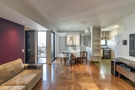 Sala de apartamento para alugar com 1 quarto, 82m² em Vila Olímpia, São Paulo