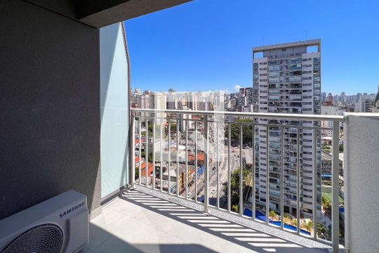 Sacada de apartamento à venda com 1 quarto, 26m² em Vila Nova Conceição, São Paulo