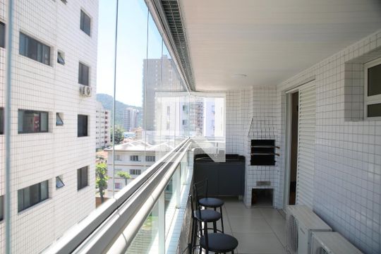 Varanda gourmet de apartamento para alugar com 1 quarto, 60m² em Canto do Forte, Praia Grande