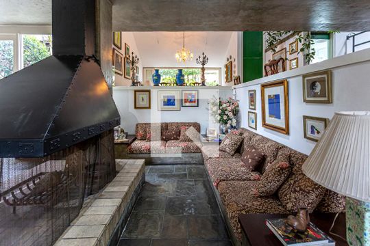 Sala Lareira de casa à venda com 5 quartos, 424m² em Vila Boa Vista, Santo André