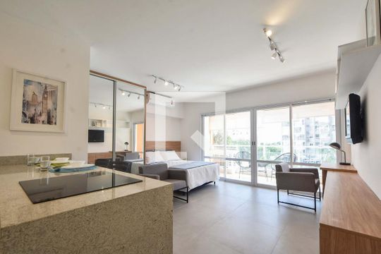 Cozinha  de apartamento para alugar com 1 quarto, 43m² em Campo Belo, São Paulo